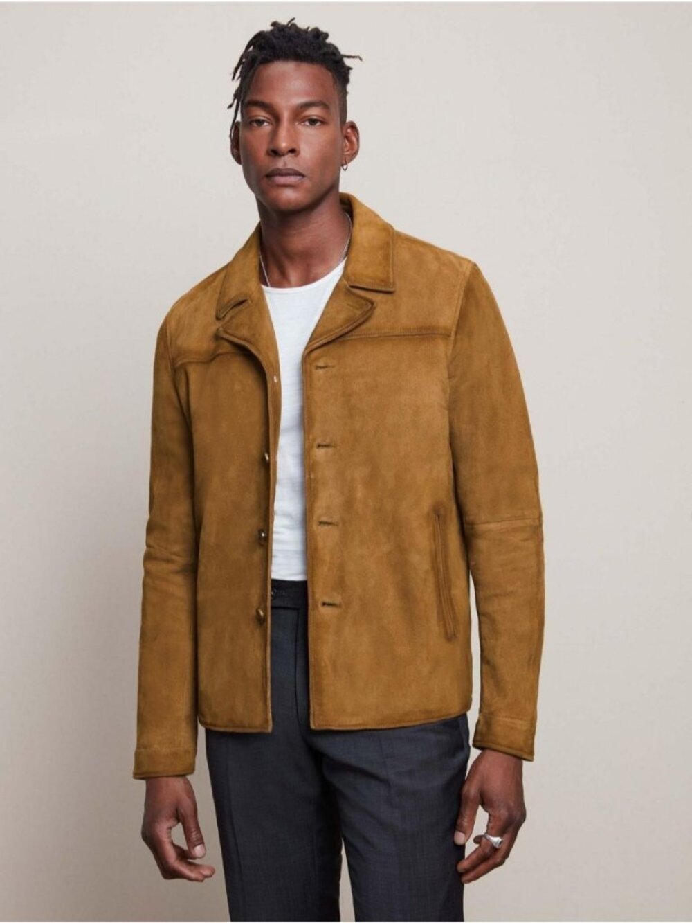 John Varvatos Sundance Brown Sheep Skin Suede Leather Jacket Small